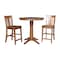 International Concepts Round 36 in Rd Extension Dining Table, 2 San Remo Stools, Distressed Oak, 36 in W, 48 in L, Wood K42-36RXT-27B-S102-2 - alternate 1